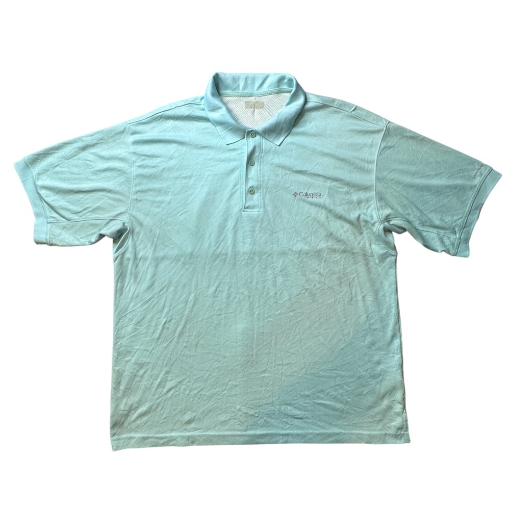 Columbia Polo Shirt Mens XL Blue PFG Omni-Shade Short Sleeve Fishing Ventilated